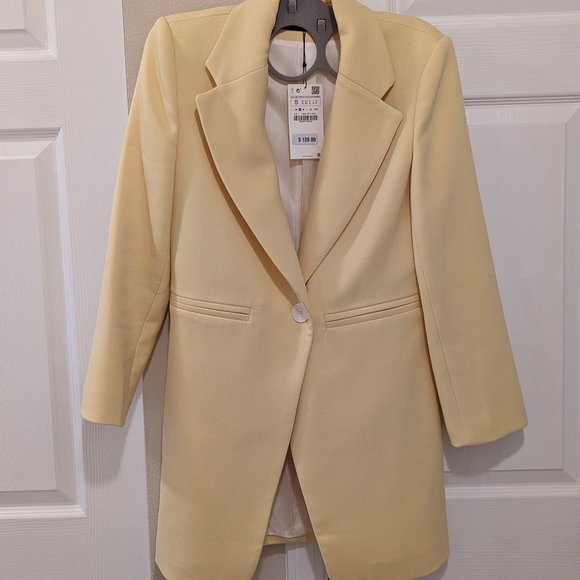 Zara Jackets & Coats Zara Yellow Long Blazer Poshmark